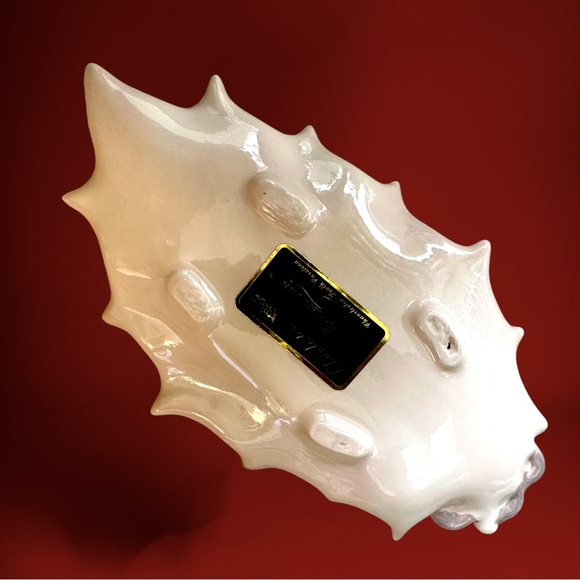 Large Chip & Dip Ceramic White Poinsettia w/Holly Leaf by Charleston S.Carolina - Picture 4 of 7